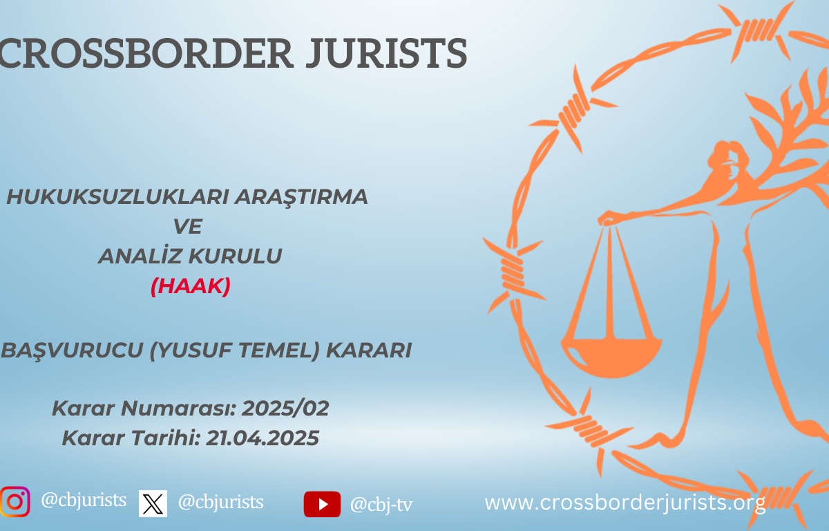 HAAK BAŞVURUCU YUSUF TEMEL KARARI